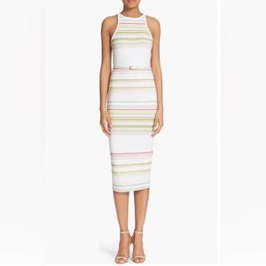 Ted Baker London Danabel Stripe long Midi Dress sleeveless white bodycon Small S